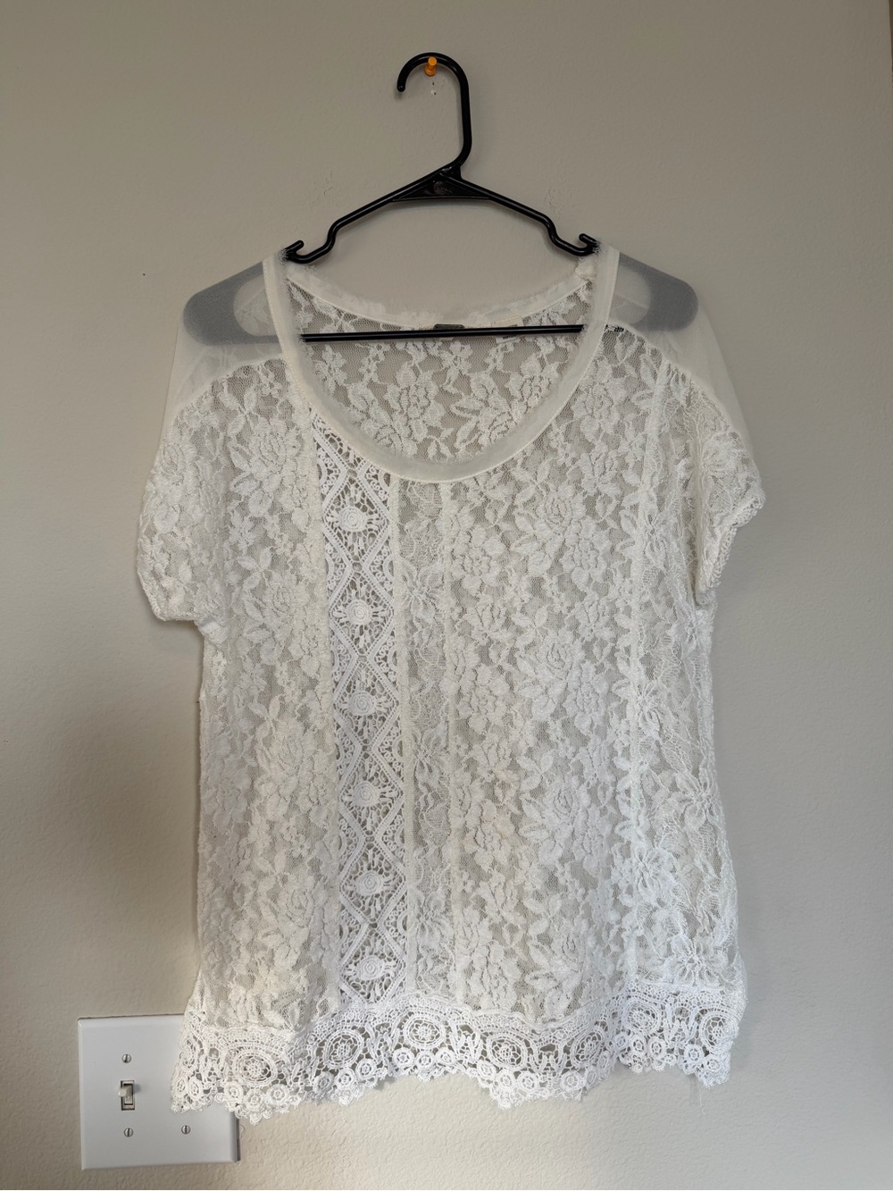 Miss Me White Lace Short Sleeve Top